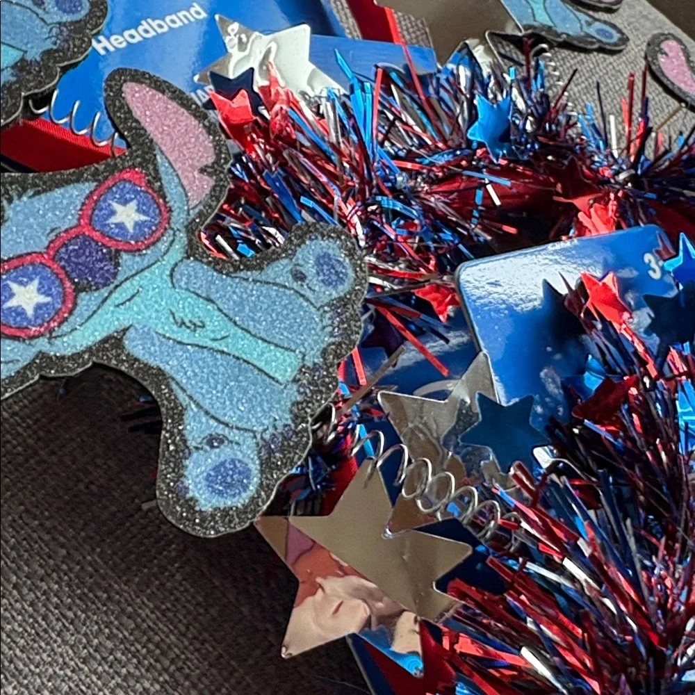 Disney Bundle Minnie Mouse And Stitch Headband Set - Red, Blue, Silver NWT